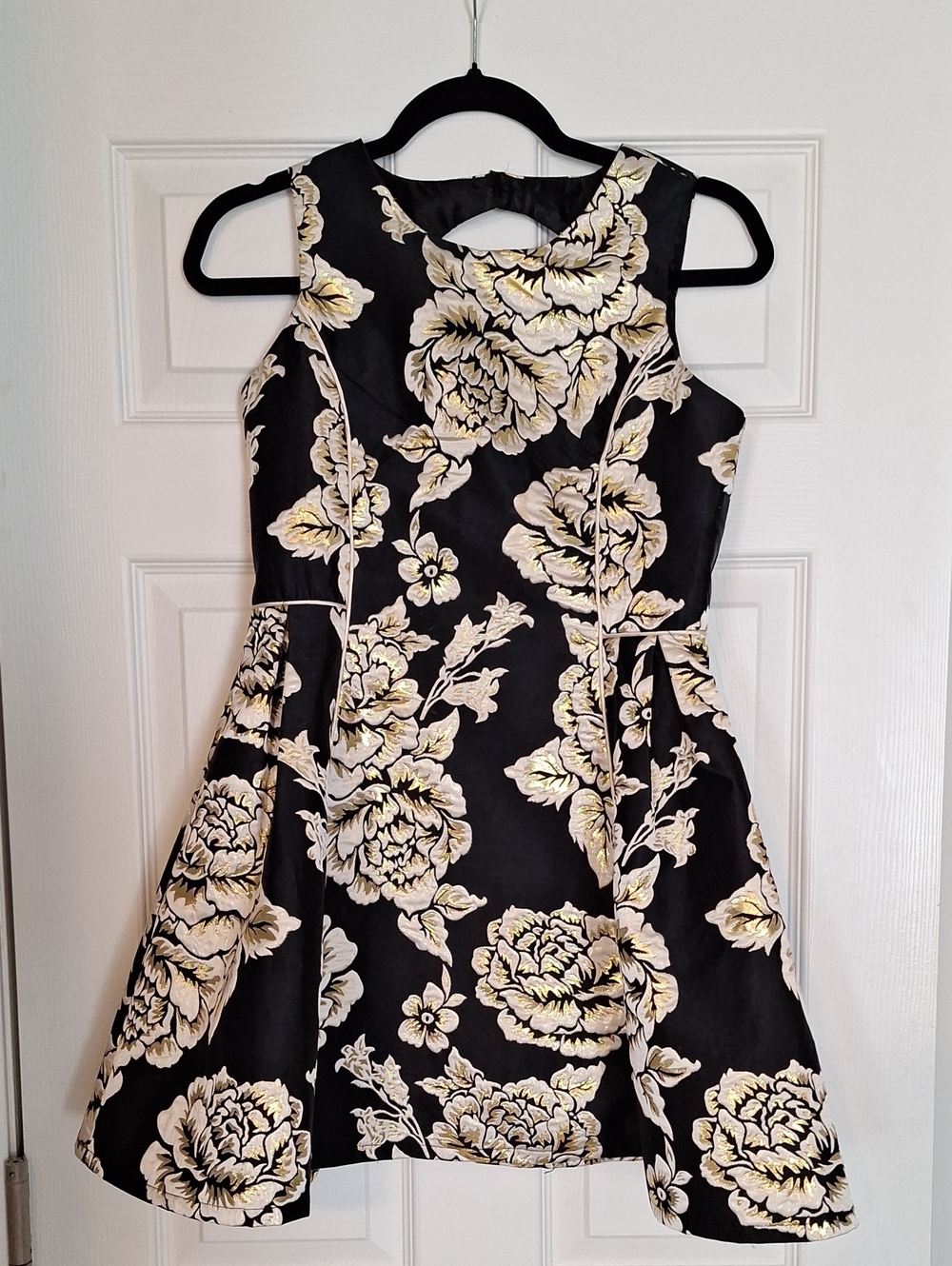 The Children's Place Black Dress with Gold Floral Jacquard